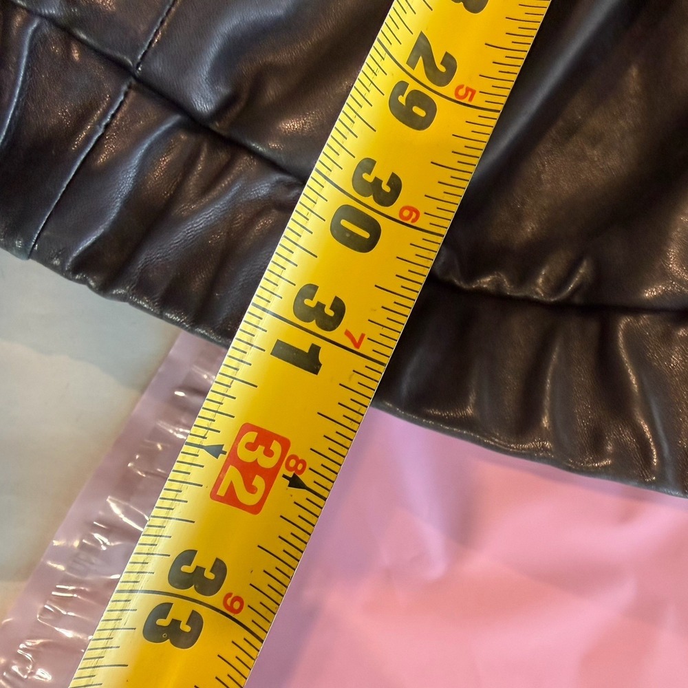 Vtg J Percy Marvin Richards Black Leather Silver Fox Fur Collar Coat ~ Women's L - Picture 8 of 16